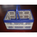 Collapsible plastic laundry basket with handles